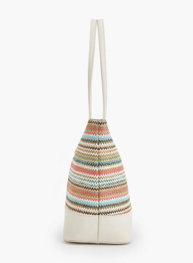Peppermint MULTICOLOUR Textured Tote Bag With Zip Closure for Women | Best Price UAE